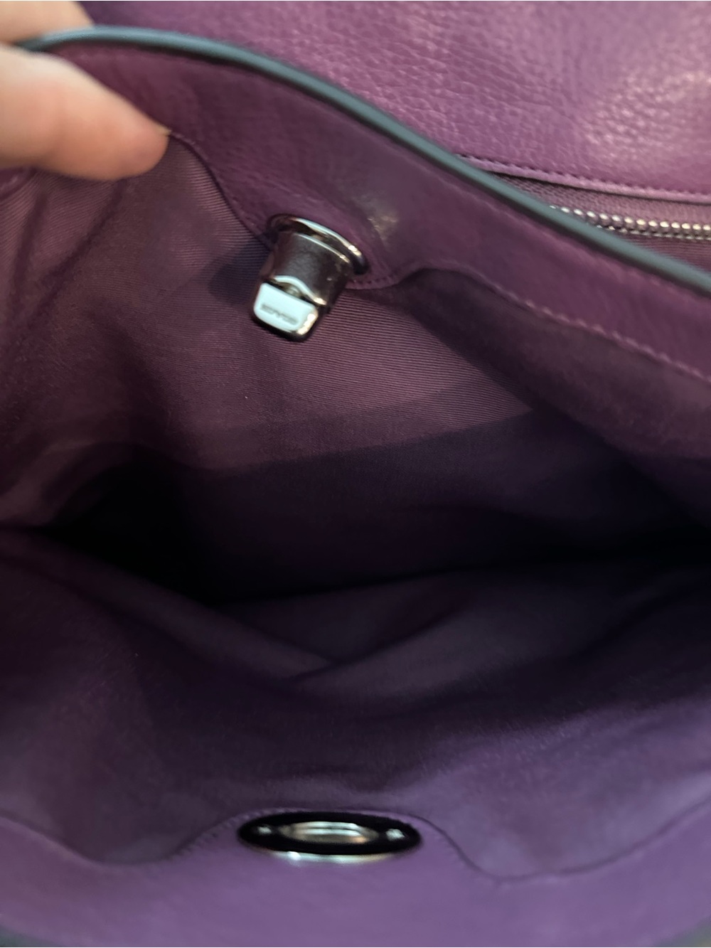 COACH Town Tote Purple Pebbled Leather Tote - Picture 11 of 15